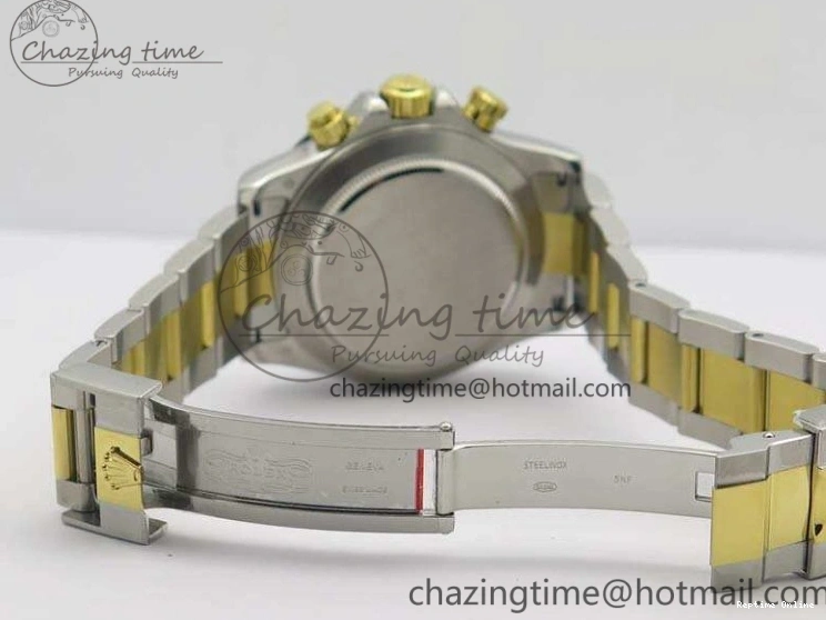 1230 FlexibleFit Daytona SS YG Ceramic Bezel JH Best Edition Gold Dial On SS YG Bracelet A 3528